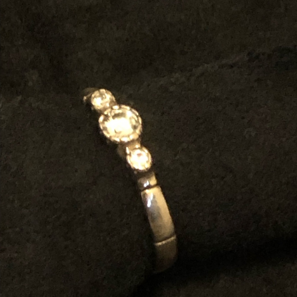 Cubic Zirconia and Sterling Silver Trio Ring (Size 7)